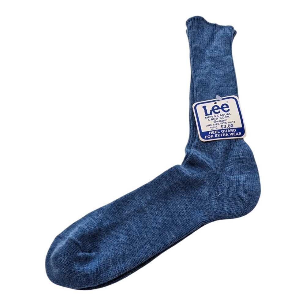 Vintage Mens Lee Casual Crew Socks Blue Size 10-13 Orlon Acrylic Nylon Sanitized